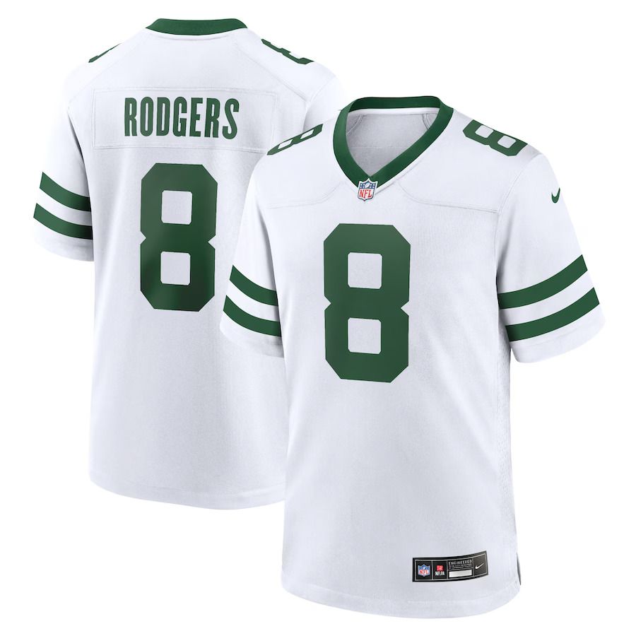 Men New York Jets #8 Aaron Rodgers Nike White Legacy Player Game NFL Jersey->minnesota vikings->NFL Jersey